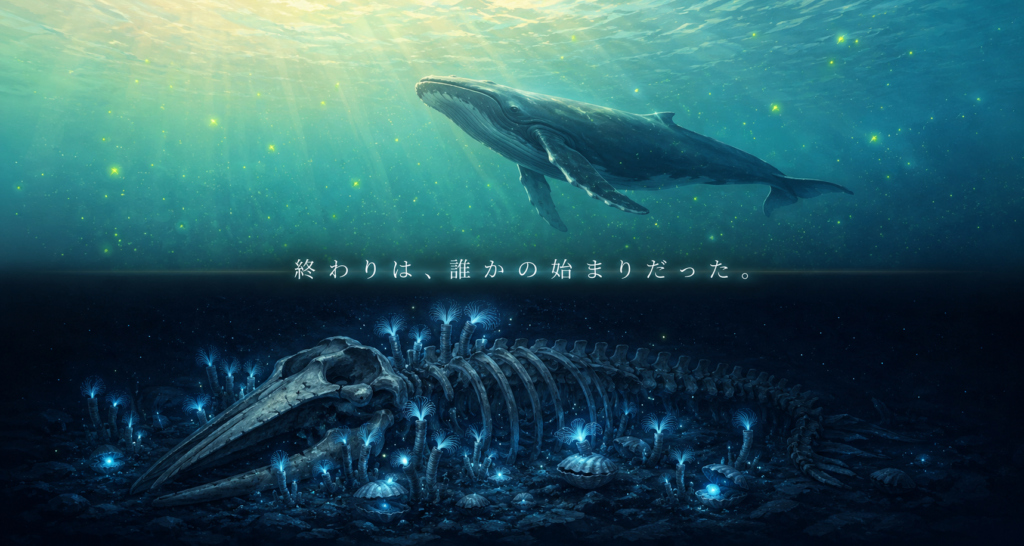 大海を悠々と泳ぐクジラ。彼らは死しても誰かの役に立っている。